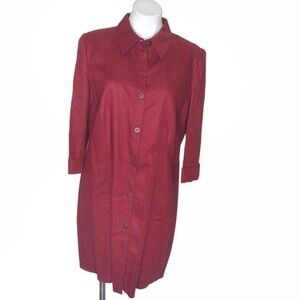 Apostrophe Red 100% Pure Linen Tunic Long Shirt Womens Size 14